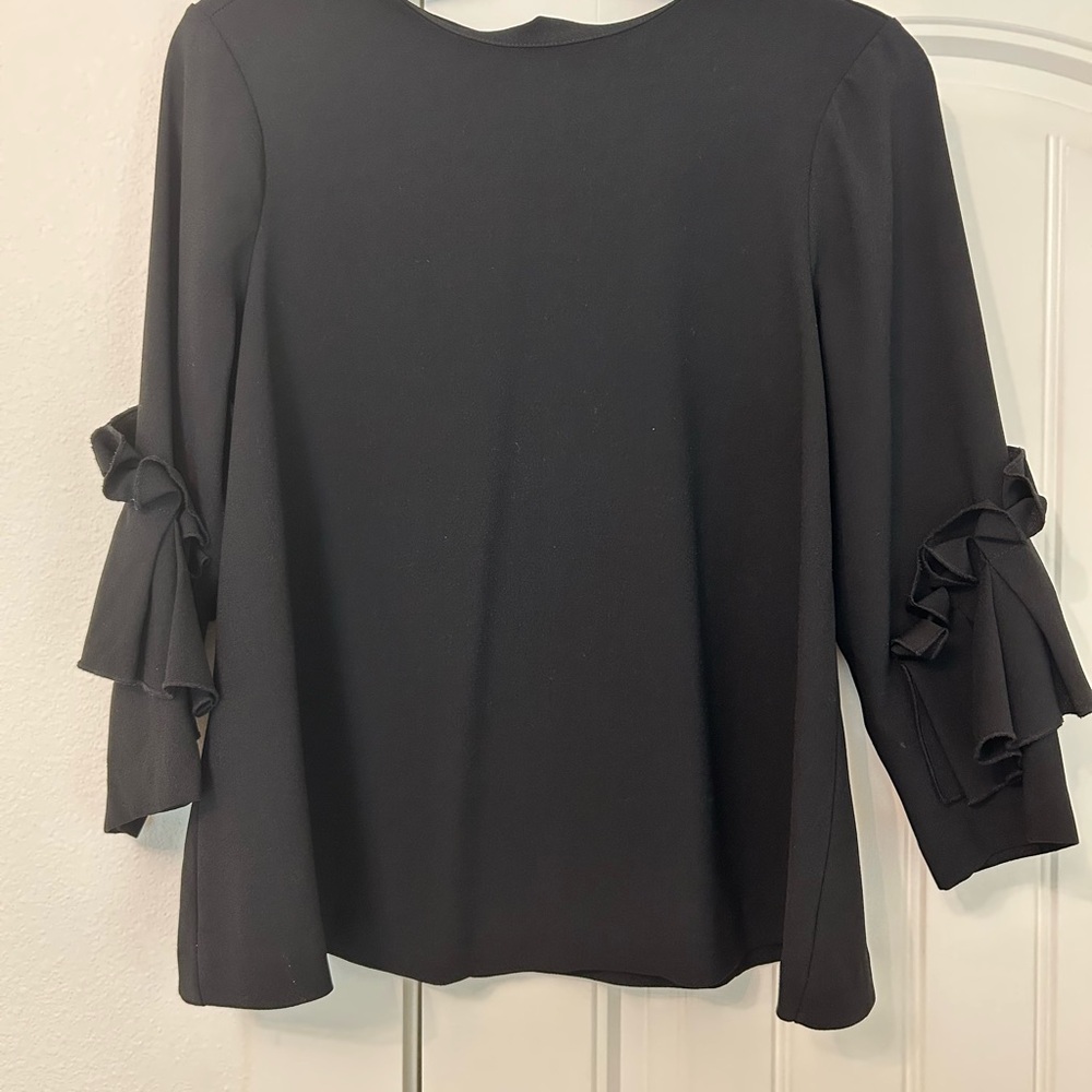 ANTONIO MELANI Black Ruffle Sleeve Blouse